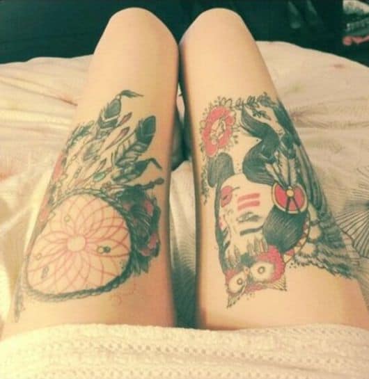 Tatuagem Filtro Dos Sonhos Na Coxa Fotos Desenhos E Dicas