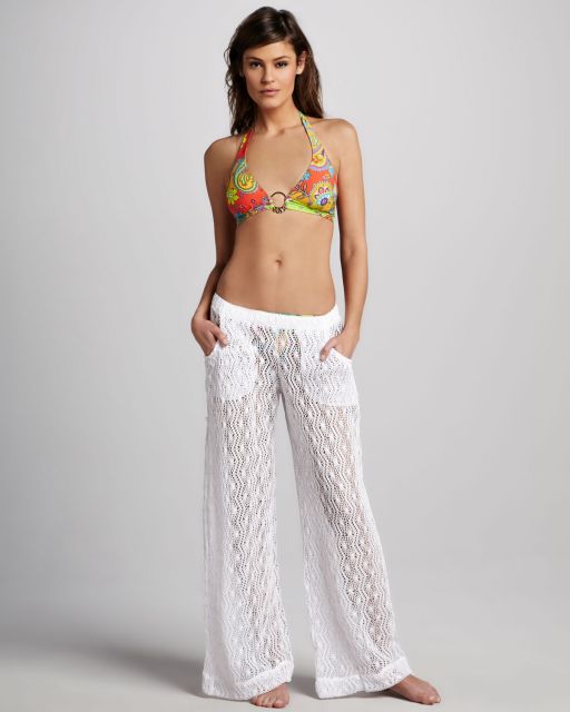 calca saida de praia renda