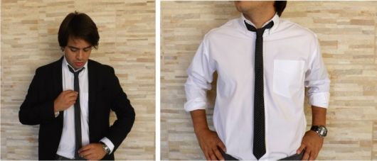 preto e branco na gravata slim