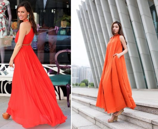 vestido laranja longo bonitos e confortáveis