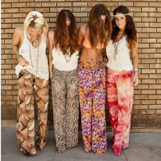 Moda hippie calças tecido mole