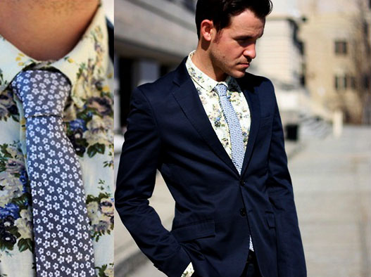 camisa floral masculina com gravata
