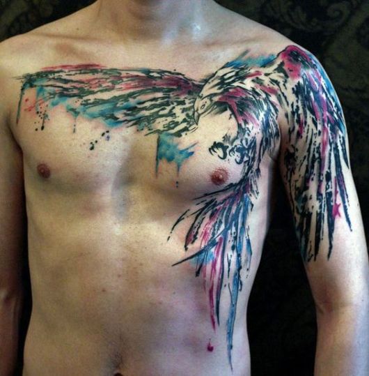 exemplo de tatuagem aquarela masculina