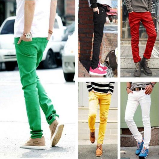 calça jeans colorida masculina
