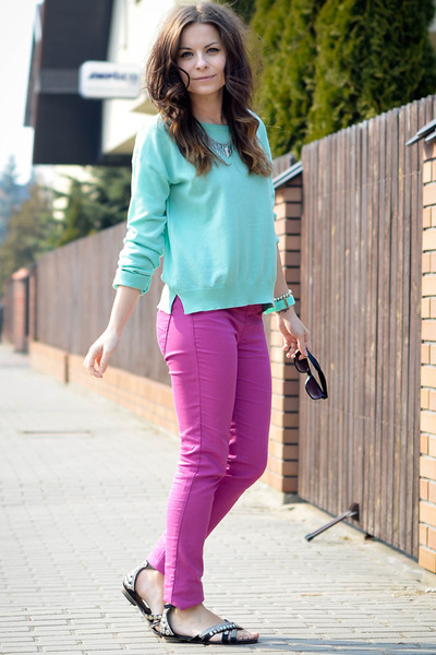 calça colorida color block