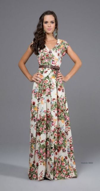 modelos de vestido longo florido