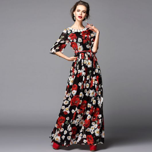 modelos de vestido longo florido