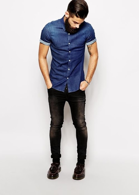 camisa jeans masculina sapato
