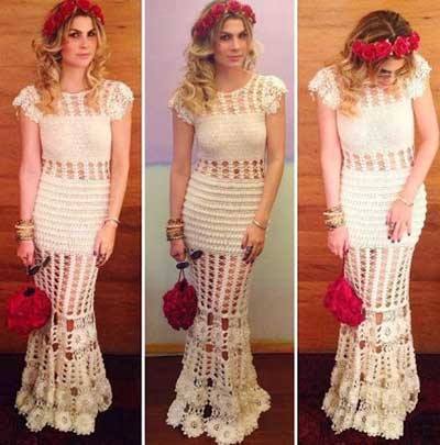 Vestido-de-noiva-de-crochê modelo sereia