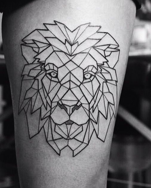 tatuagem geométrica leão