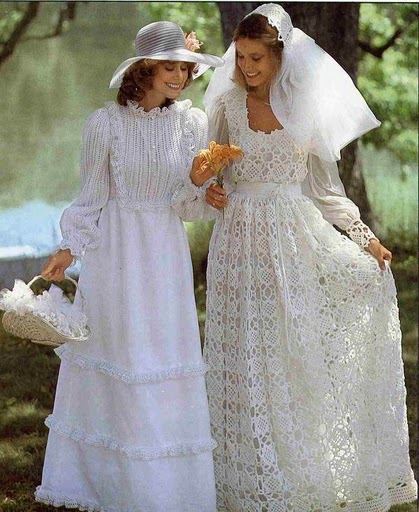 vestido de noiva de crochê rodado