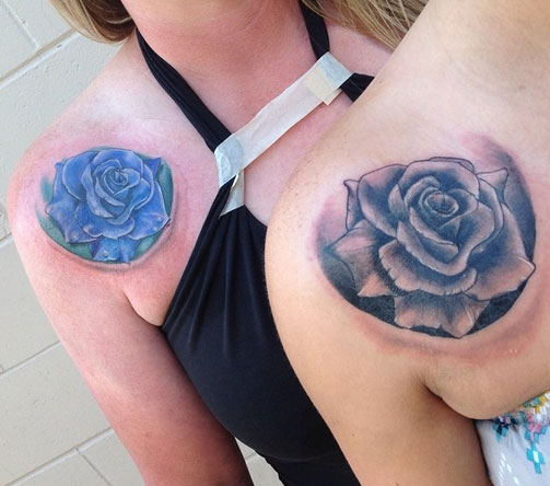 tatuagem mãe e filha flor