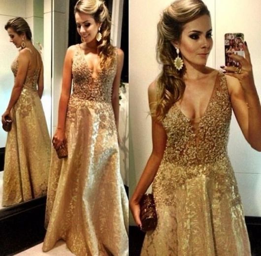 cor de vestido dourado