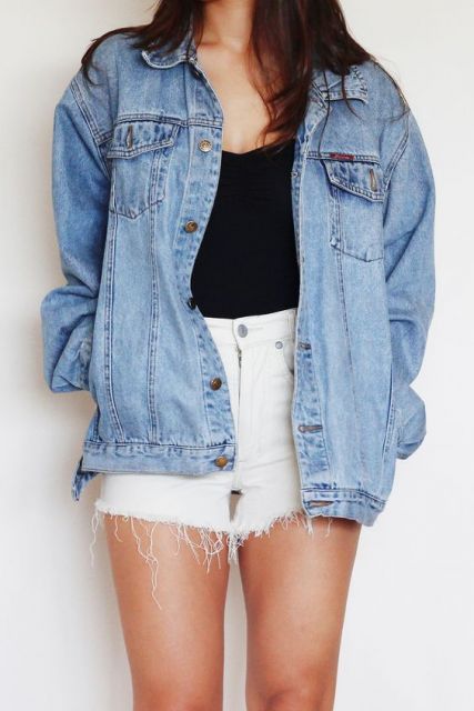 jaqueta jeans larga feminina