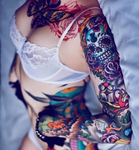 tatuagem de caveira mexicana feminina