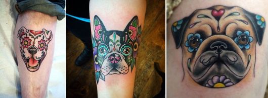 tatuagem de caveira mexicana com animais