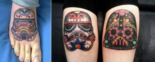 tatuagem de caveira mexicana com personagens