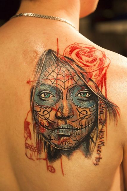 tatuagem de caveira mexicana realista