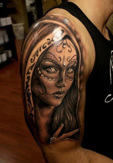 tatuagem de caveira mexicana realista