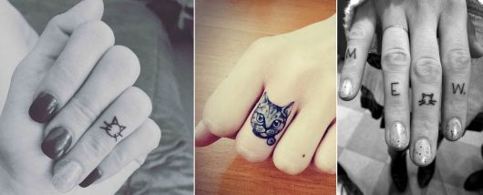 tatuagem de gato pequena no dedo