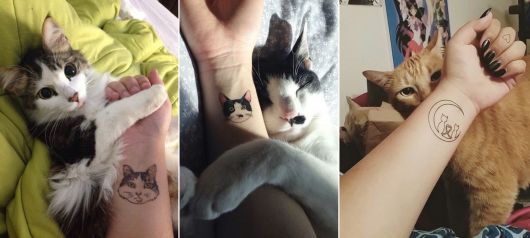 tatuagem de gato delicada no pulso
