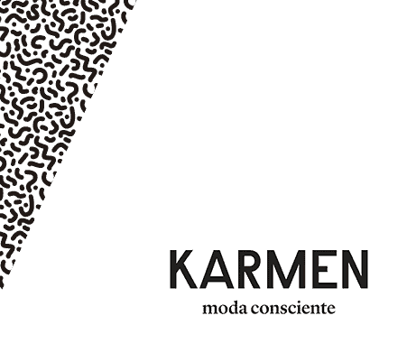 Logotipo da marca Karmen moda consciente, nas cores preto e branco.