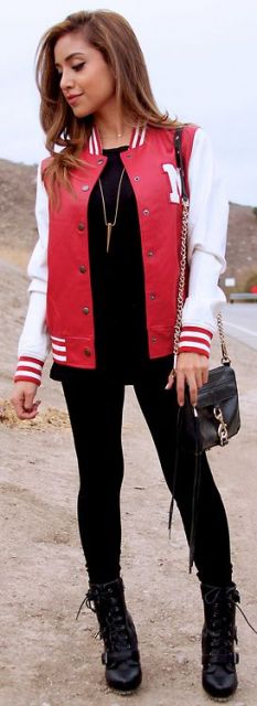 jaqueta college feminina vermelha
