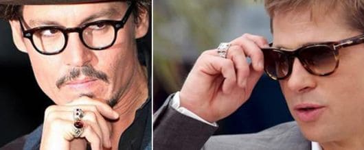 Atores de Hollywood usam anéis masculinos com pedra.