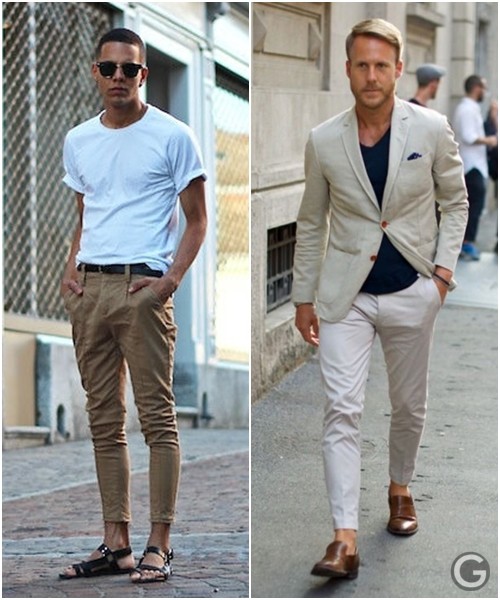 calça cropped masculina sarja clara