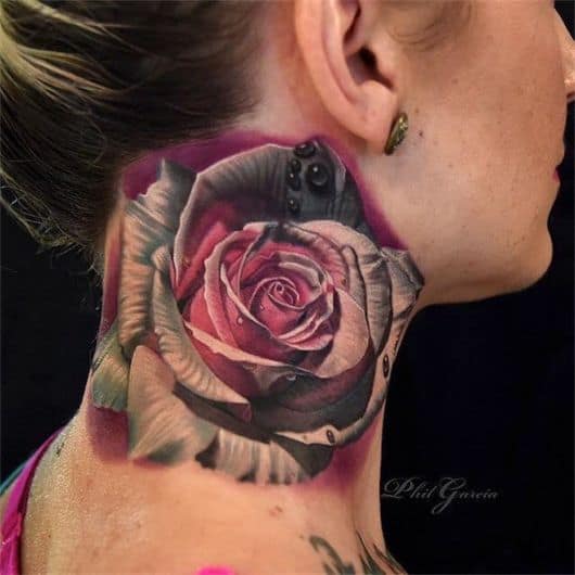 tatuagem 3d flor