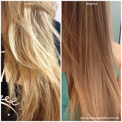 Antes e Depois do uso de Bepantol para cabelos.
