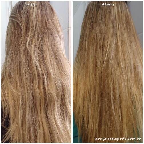 Antes e Depois do uso de Bepantol para cabelos.