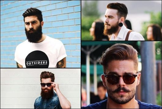 Montagem com quatro fotos diferentes de homens com barba hipster