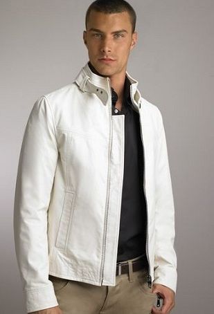 jaqueta de couro masculina bege