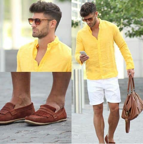 camisa social masculina amarela