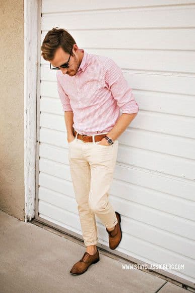 camisa social masculina rosa