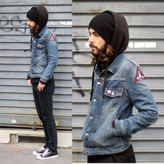 jaqueta jeans masculina com capuz
