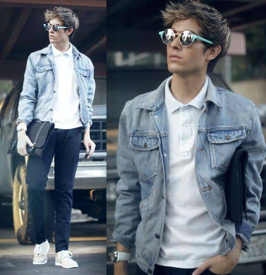 jaqueta jeans masculina clara