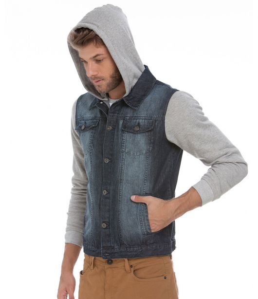 jaqueta jeans masculina forrada