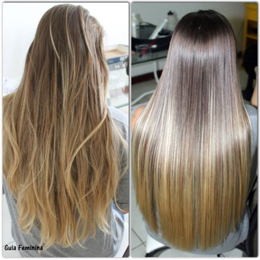 antes e depois cabelo alisado