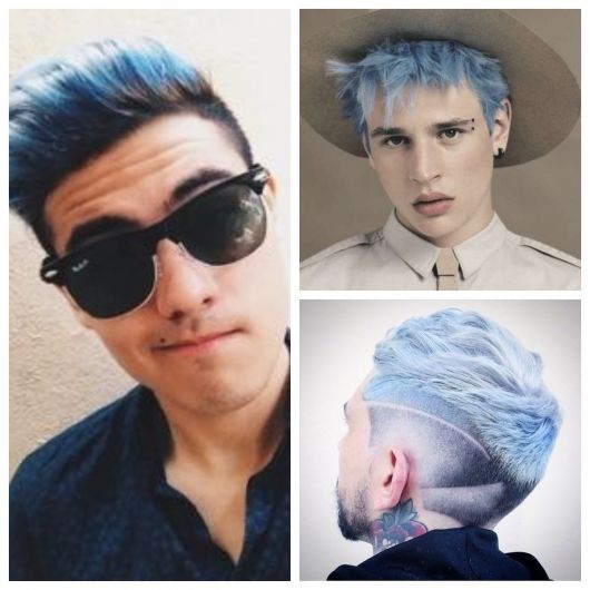 Diferentes tons de cabelo azul.