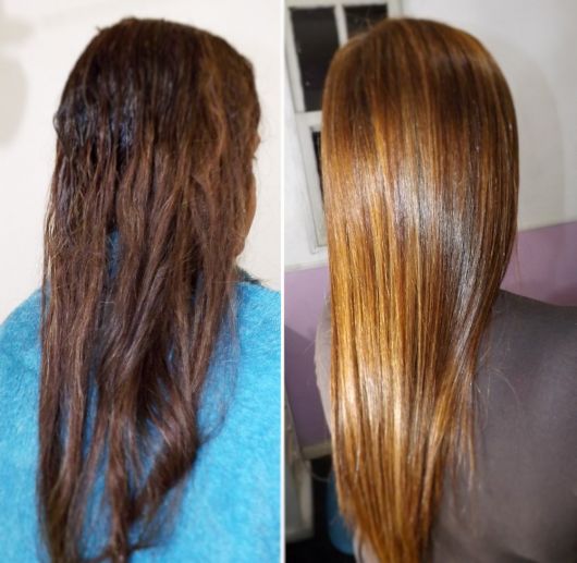cabelo tingido  antes e depois