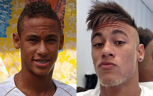 antes e depois cabelo Neymar