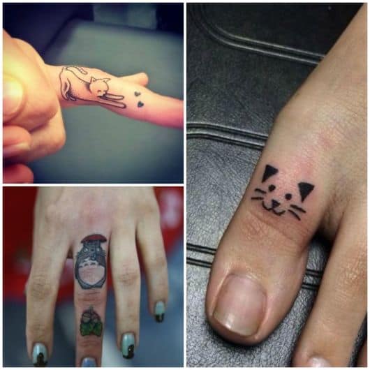 tatuagem de gatinho no dedo