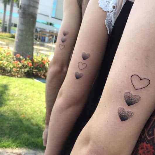 tatuagem coração trio