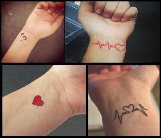 fotos de tatuagem de coração no pulso