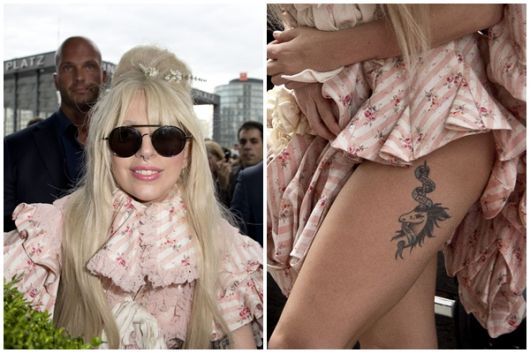 Tatuagem unicórnio da cantora Lady Gaga.