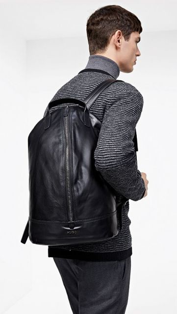 mochila de couro masculina preta