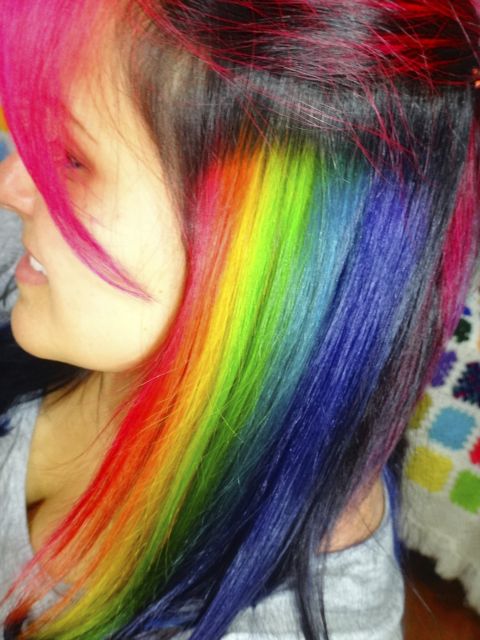 Cabelos Coloridos com arco-íris