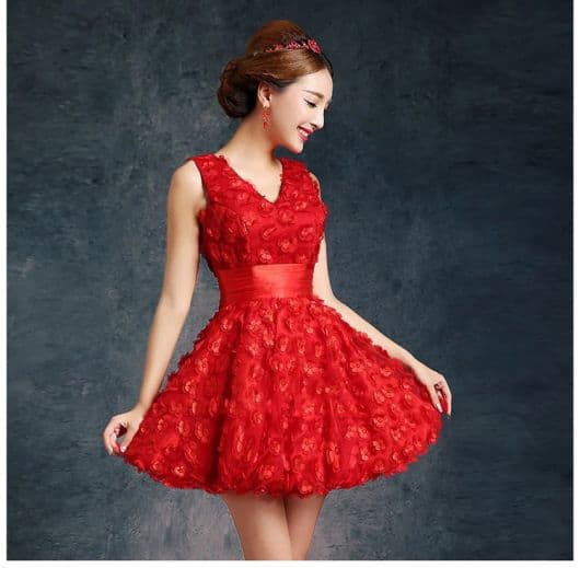 vestido de festa vermelho curto rodado
